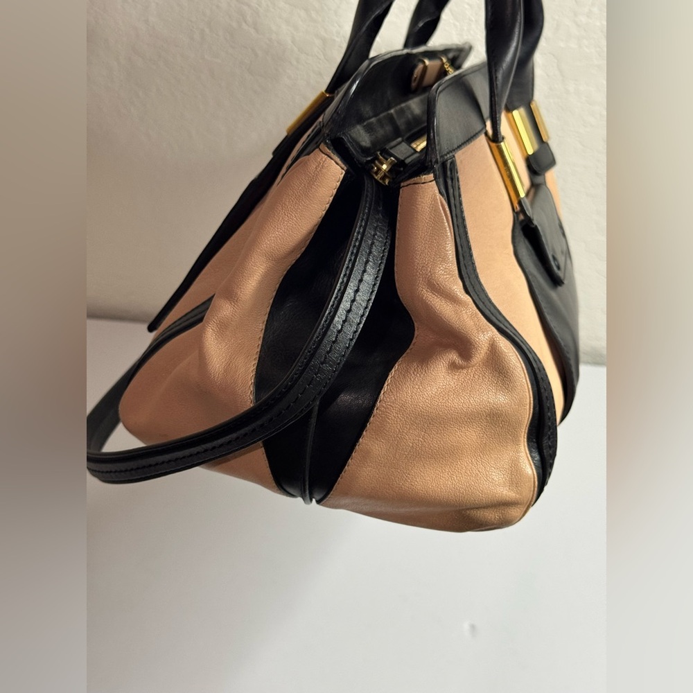 Chloe Alice Satchel Hand Bag Leather 2way Black Pink - Picture 8 of 14